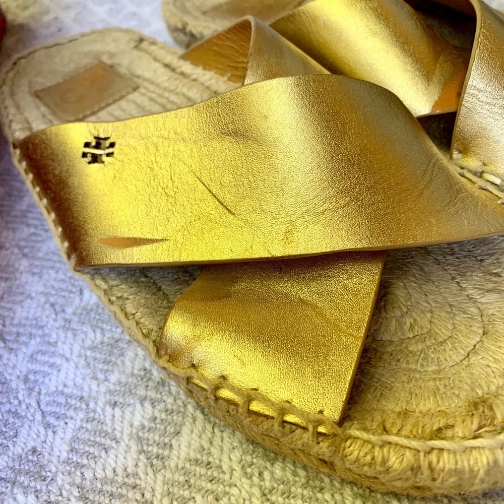 Tory Burch Bima Metallic Gold flats
